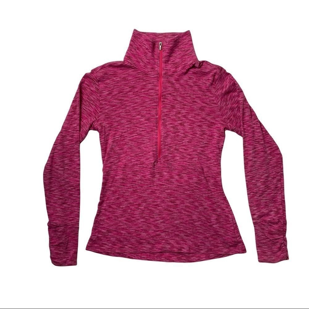 Columbia Women's Pullover Pink 1/2 ZIP Ruched Sleeves SZ S